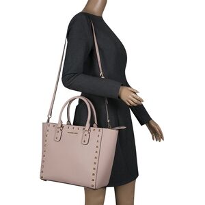 Michael Kros Large Pink Studded Tote Bag With Straps
